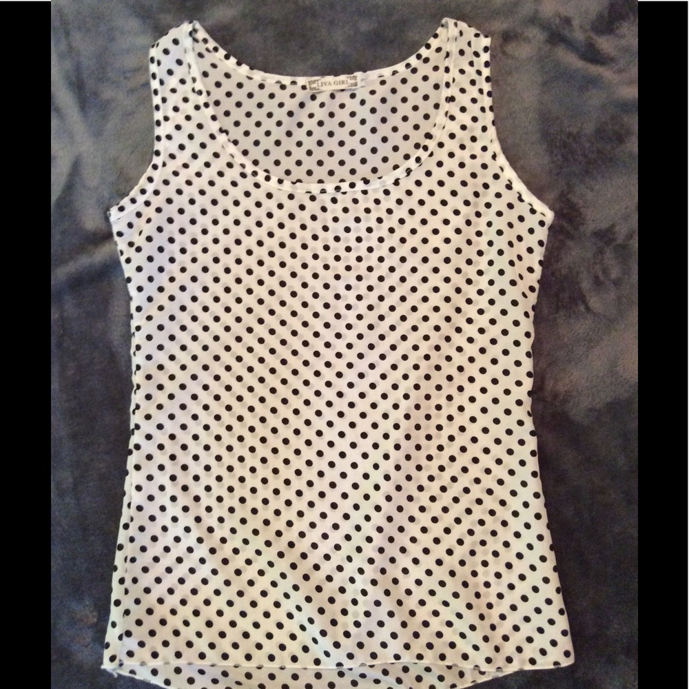 Liva girl white top with black polka dots